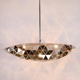 Modern Chrome Geometric Cut Panel Pendant Light Stainless Steel Hanging Lamp