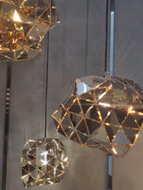Modern Chrome Geometric Cut Panel Pendant Light Stainless Steel Hanging Lamp