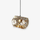 Modern Chrome Geometric Cut Panel Pendant Light Stainless Steel Hanging Lamp