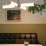 Modern Chrome LED Crown Chandelier with White Glass Globes and Integrated LED Lighting