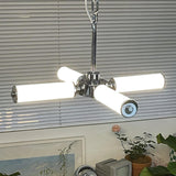 Modern Chrome LED Crown Chandelier with White Glass Globes and Integrated LED Lighting