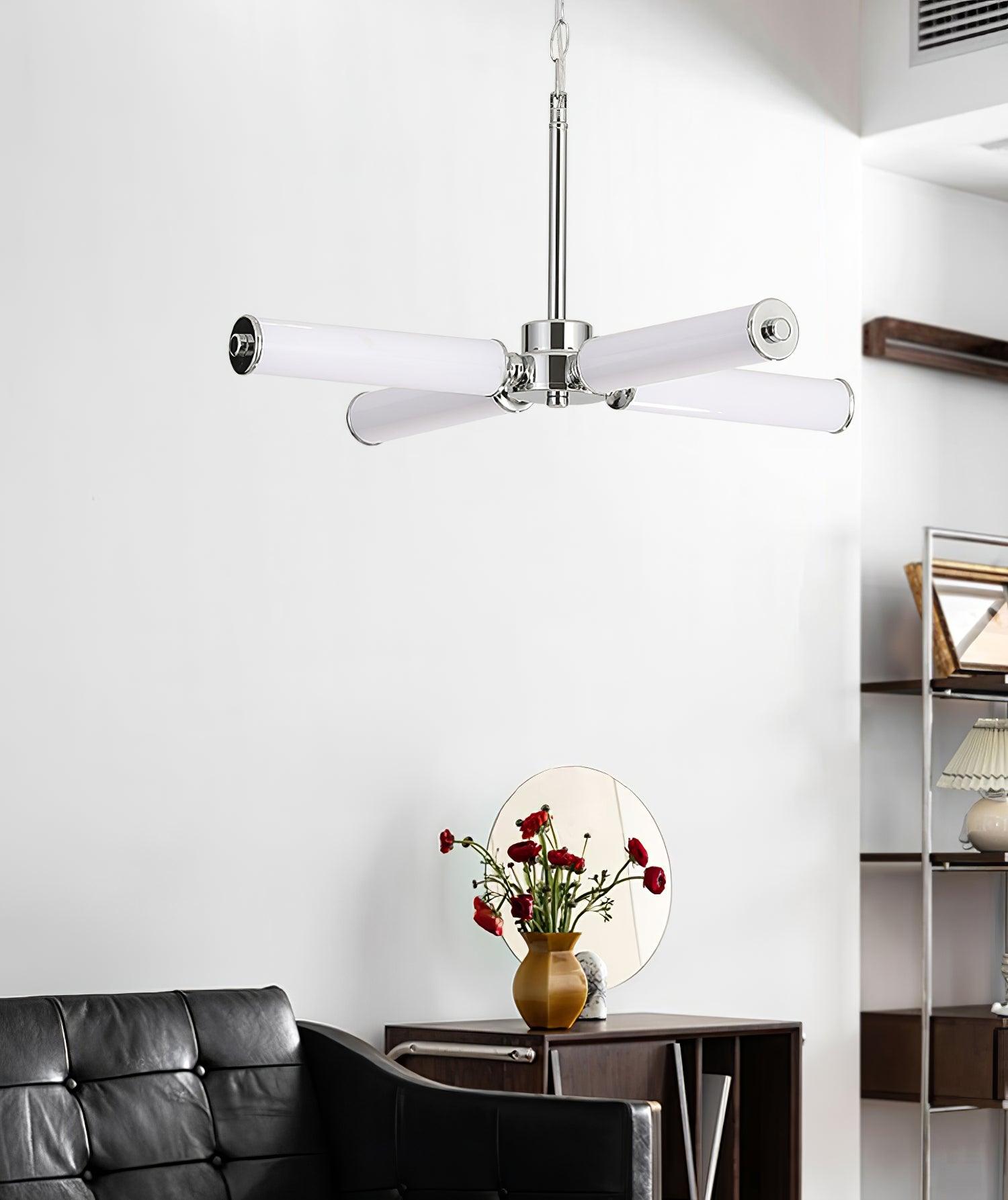 Modern Chrome LED Crown Chandelier with White Glass Globes and Integrated LED Lighting
