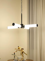 Modern Chrome LED Crown Chandelier with White Glass Globes and Integrated LED Lighting