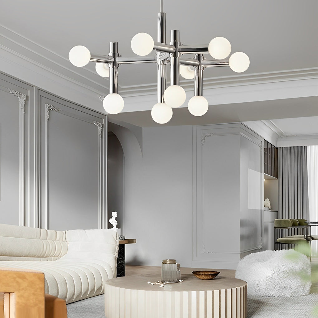Modern Chrome Sputnik 10 Light Glass Globe Chandelier Ceiling Fixture for Dining Room