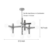 Modern Chrome Sputnik 10 Light Glass Globe Chandelier Ceiling Fixture for Dining Room