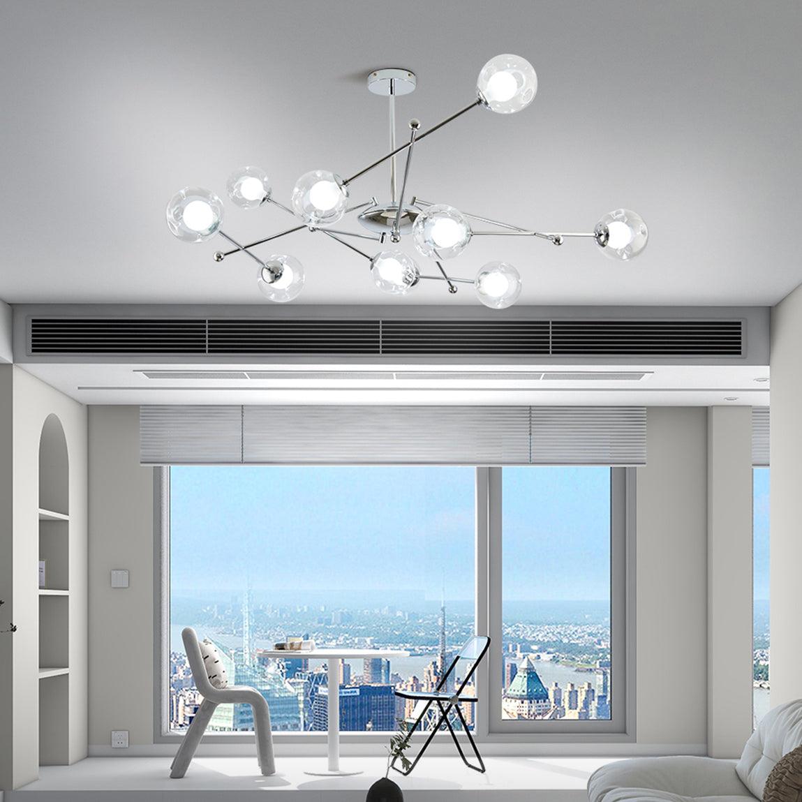 Modern Chrome Sputnik Pendant Light Chandelier with Mirror Glass Shades for Indoor Spaces