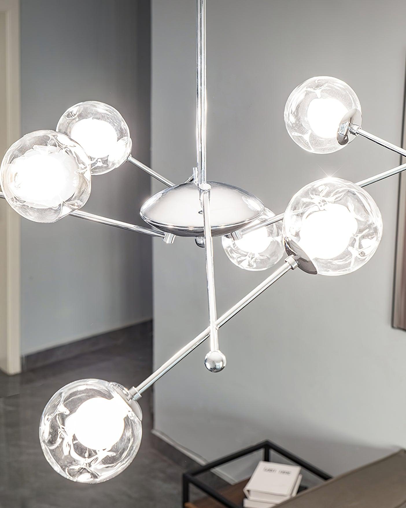 Modern Chrome Sputnik Pendant Light Chandelier with Mirror Glass Shades for Indoor Spaces