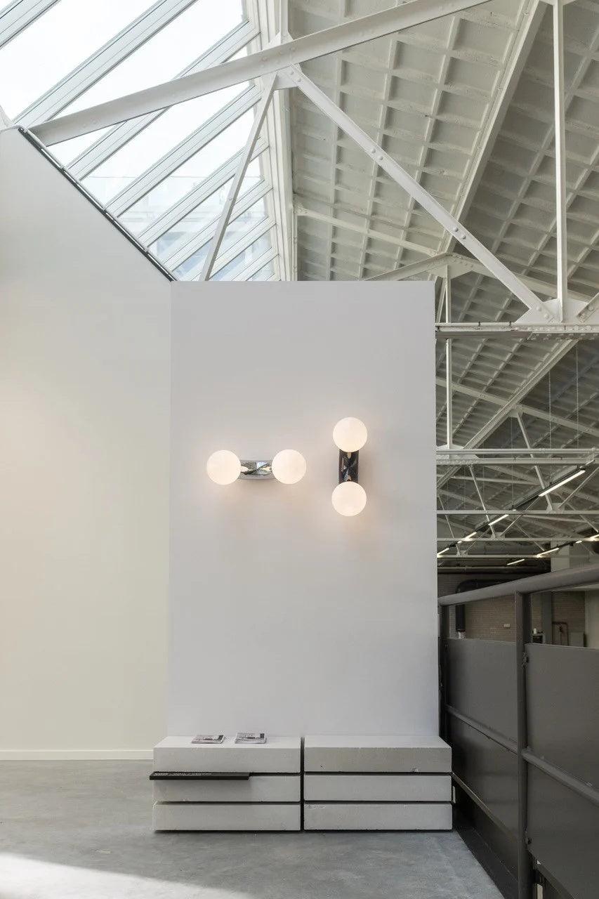 Modern Chrome Vine Wall Mounted Light with Glass Spheres Geometric Sconce for Interior Decor
