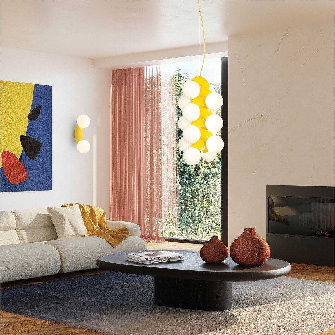Modern Chrome Vine Wall Mounted Light with Glass Spheres Geometric Sconce for Interior Decor