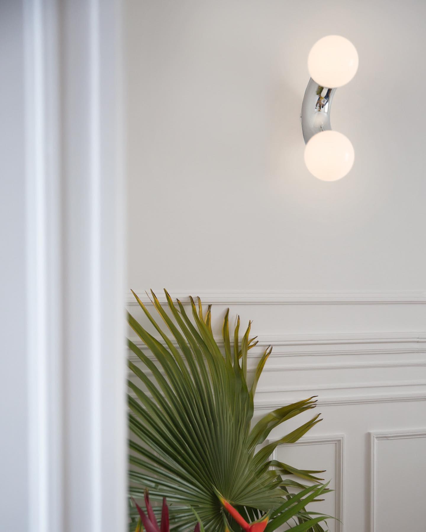 Modern Chrome Vine Wall Mounted Light with Glass Spheres Geometric Sconce for Interior Decor
