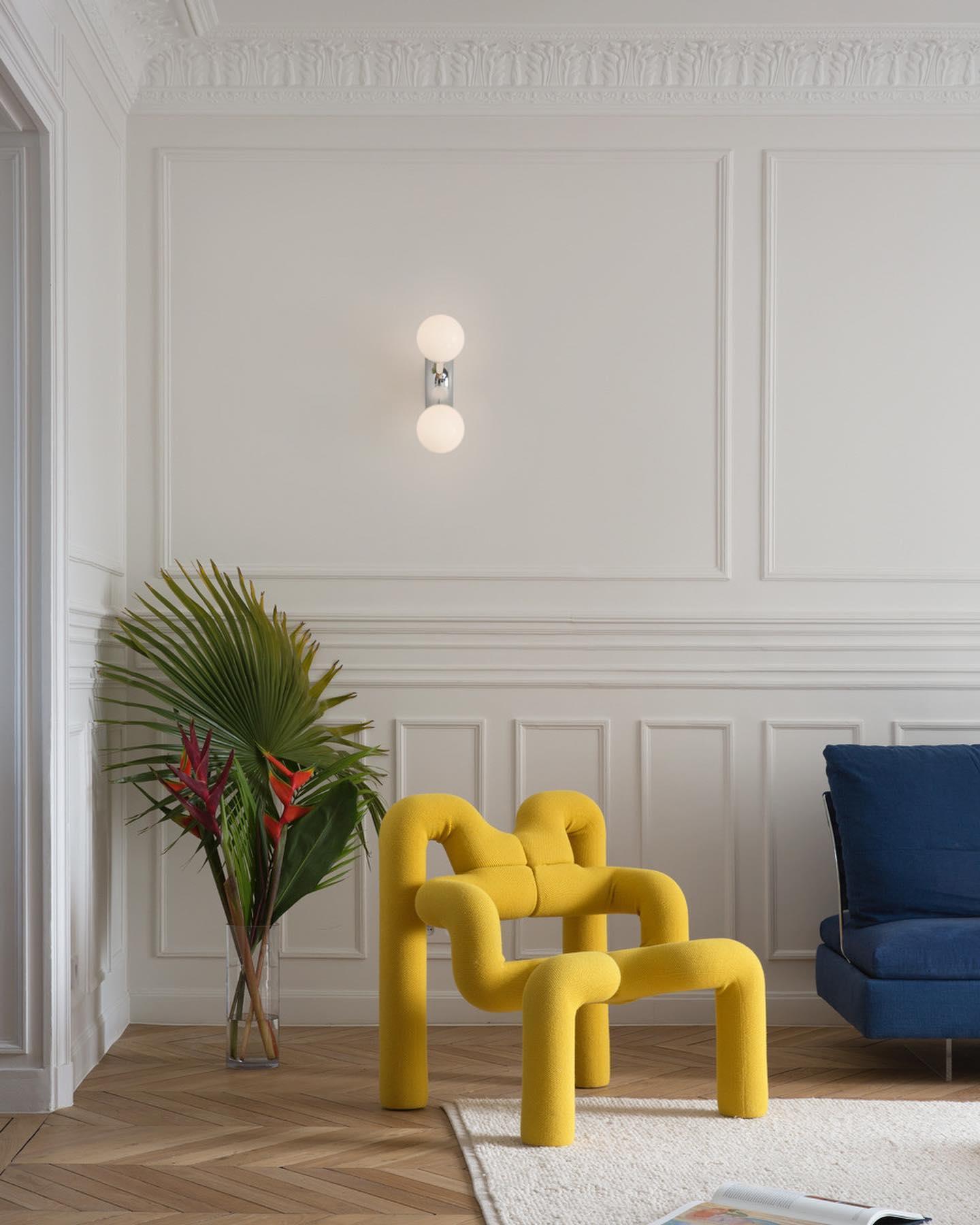 Modern Chrome Vine Wall Mounted Light with Glass Spheres Geometric Sconce for Interior Decor