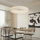 Modern Circle Cloud LED Pendant Light 3 Step Dimming Ring Chandelier in Gold and White