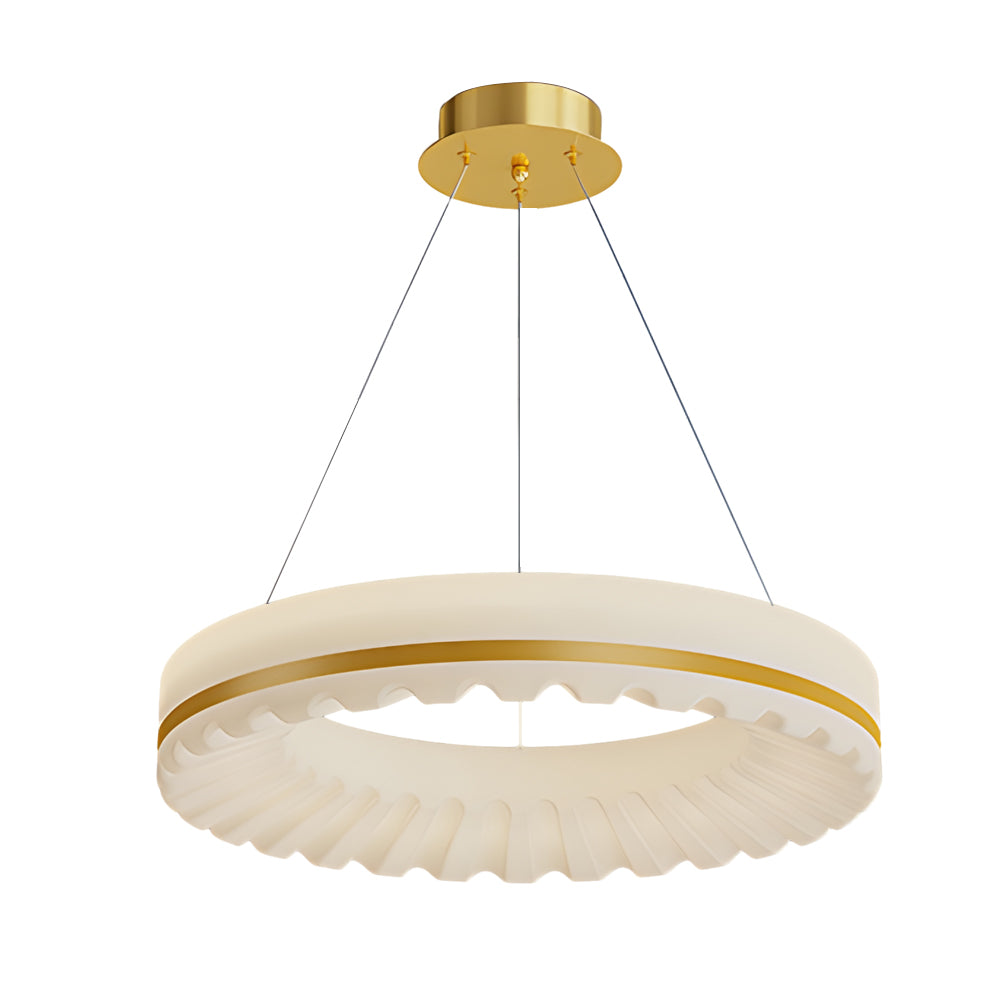 Modern Circle Cloud LED Pendant Light 3 Step Dimming Ring Chandelier in Gold and White