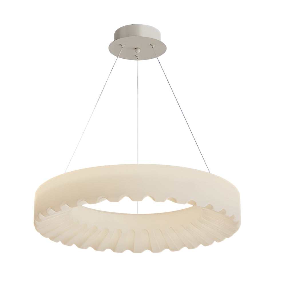 Modern Circle Cloud LED Pendant Light 3 Step Dimming Ring Chandelier in Gold and White