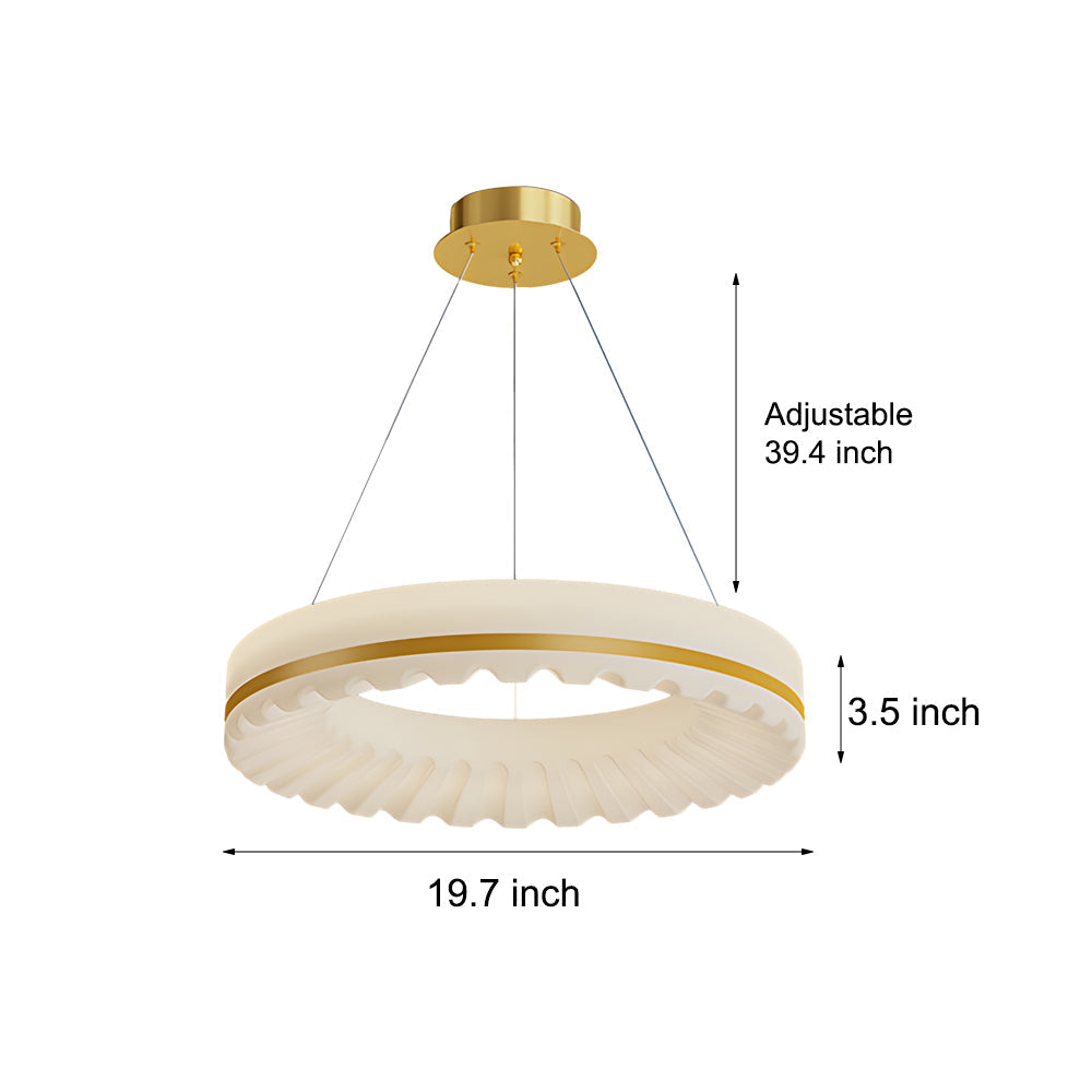 Modern Circle Cloud LED Pendant Light 3 Step Dimming Ring Chandelier in Gold and White