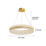 Modern Circle Cloud LED Pendant Light 3 Step Dimming Ring Chandelier in Gold and White