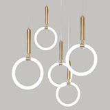 Modern Circle Cylinder LED Island Pendant Light Metal Silica Gel Hanging Lamp for Kitchen