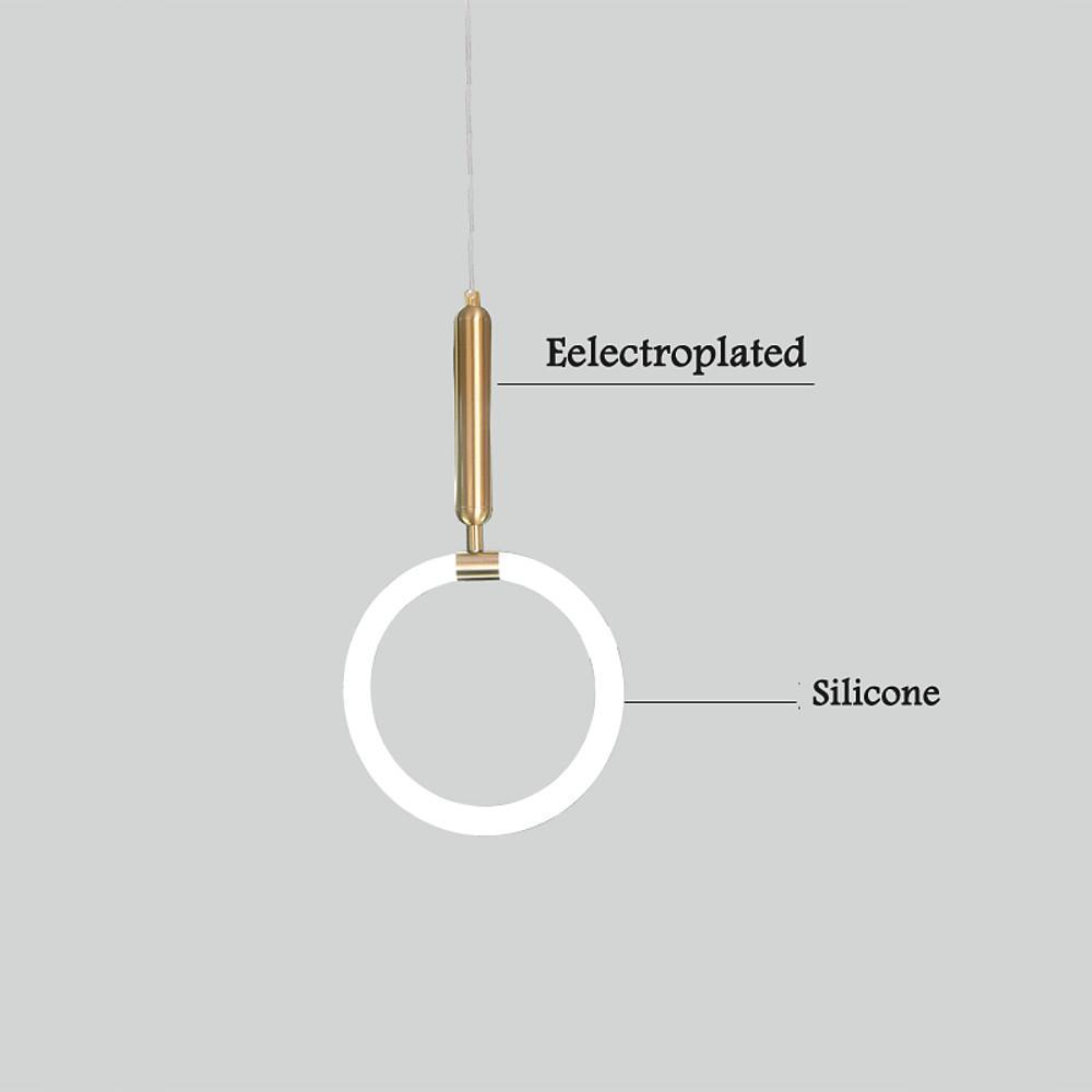 Modern Circle Cylinder LED Island Pendant Light Metal Silica Gel Hanging Lamp for Kitchen