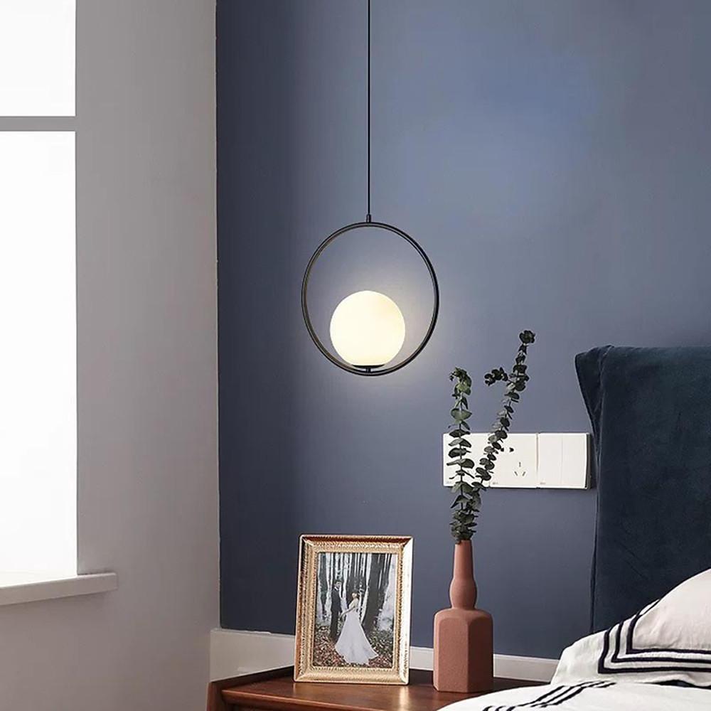 Modern Circle Glass Globe Pendant Light for Kitchen Island and Dining Room Lighting