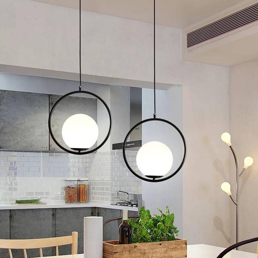 Modern Circle Glass Globe Pendant Light for Kitchen Island and Dining Room Lighting