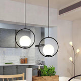 Modern Circle Glass Globe Pendant Light for Kitchen Island and Dining Room Lighting
