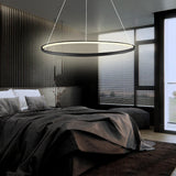 Modern Circle LED Chandelier Dimmable Minimalist Hanging Pendant Light for Dining Room Kitchen Island
