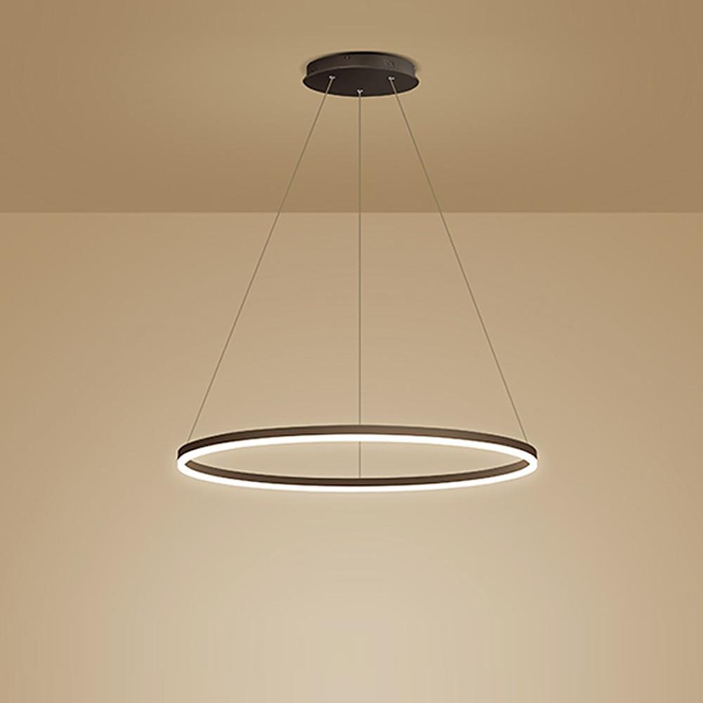 Modern Circle LED Chandelier Dimmable Minimalist Hanging Pendant Light for Dining Room Kitchen Island