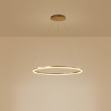 Modern Circle LED Chandelier Dimmable Minimalist Hanging Pendant Light for Dining Room Kitchen Island
