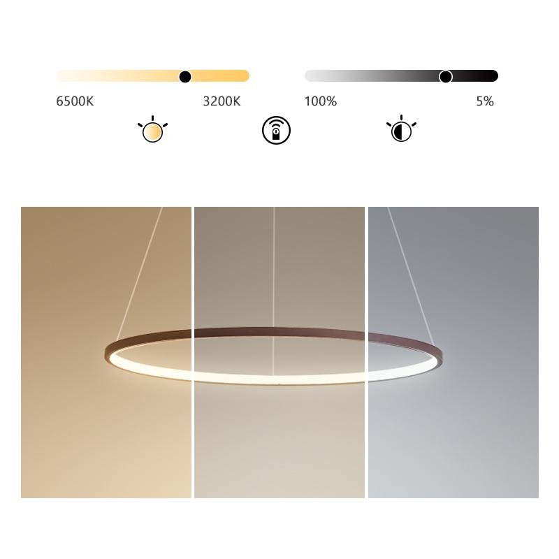 Modern Circle LED Chandelier Dimmable Ring Pendant Light for Dining Room