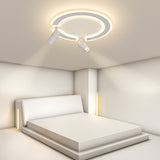 Modern Circle LED Flush Mount Ceiling Light with Rotatable Spotlight White Iron Acrylic