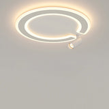 Modern Circle LED Flush Mount Ceiling Light with Rotatable Spotlight White Iron Acrylic