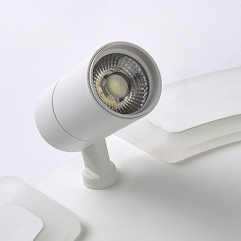 Modern Circle LED Flush Mount Ceiling Light with Rotatable Spotlight White Iron Acrylic