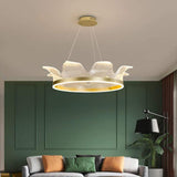 Modern Circle LED Pendant Light Nordic Electroplated Metal and Acrylic Ceiling Hanging Lamp
