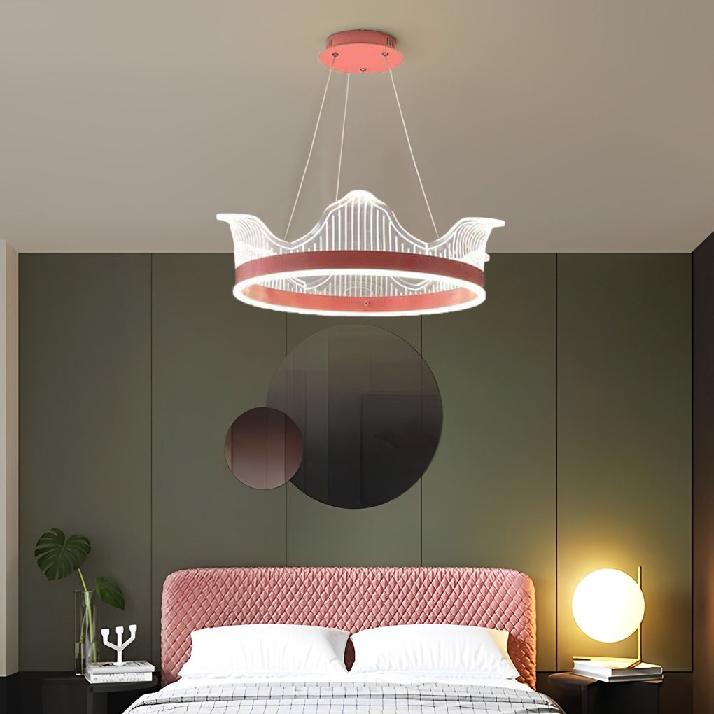 Modern Circle LED Pendant Light Nordic Electroplated Metal and Acrylic Ceiling Hanging Lamp