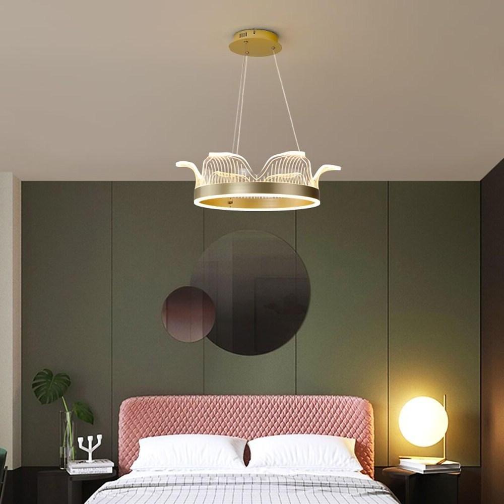 Modern Circle LED Pendant Light Nordic Electroplated Metal and Acrylic Ceiling Hanging Lamp