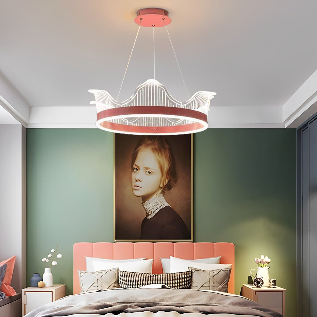 Modern Circle LED Pendant Light Nordic Electroplated Metal and Acrylic Ceiling Hanging Lamp