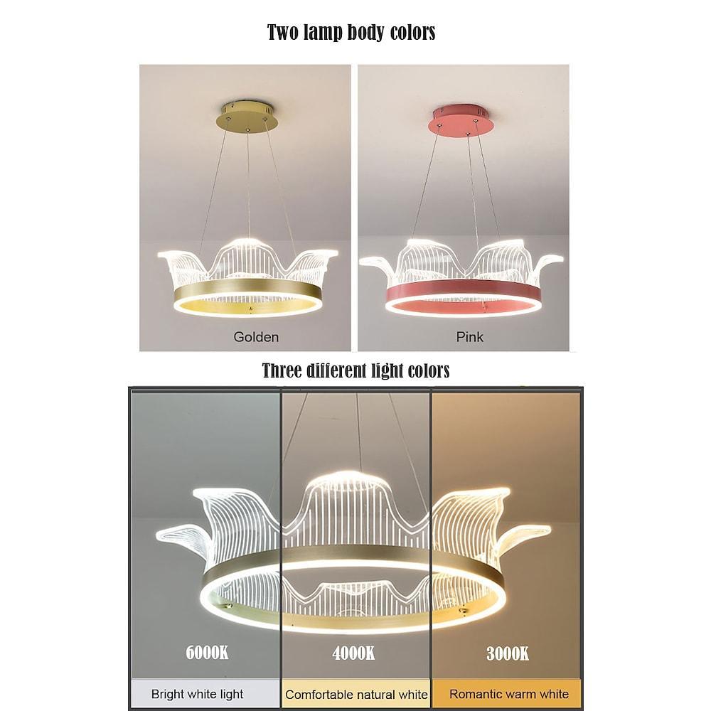 Modern Circle LED Pendant Light Nordic Electroplated Metal and Acrylic Ceiling Hanging Lamp