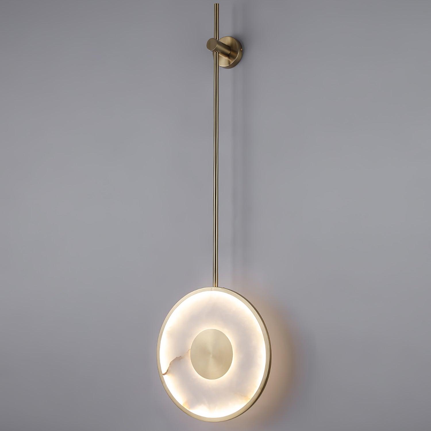 Modern Circular Alabaster Wall Sconce Brass LED Lighting for Living Room and Bedroom