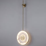 Modern Circular Alabaster Wall Sconce Brass LED Lighting for Living Room and Bedroom