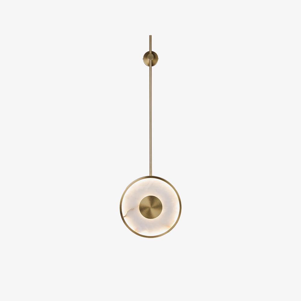 Modern Circular Alabaster Wall Sconce Brass LED Lighting for Living Room and Bedroom