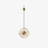 Modern Circular Alabaster Wall Sconce Brass LED Lighting for Living Room and Bedroom