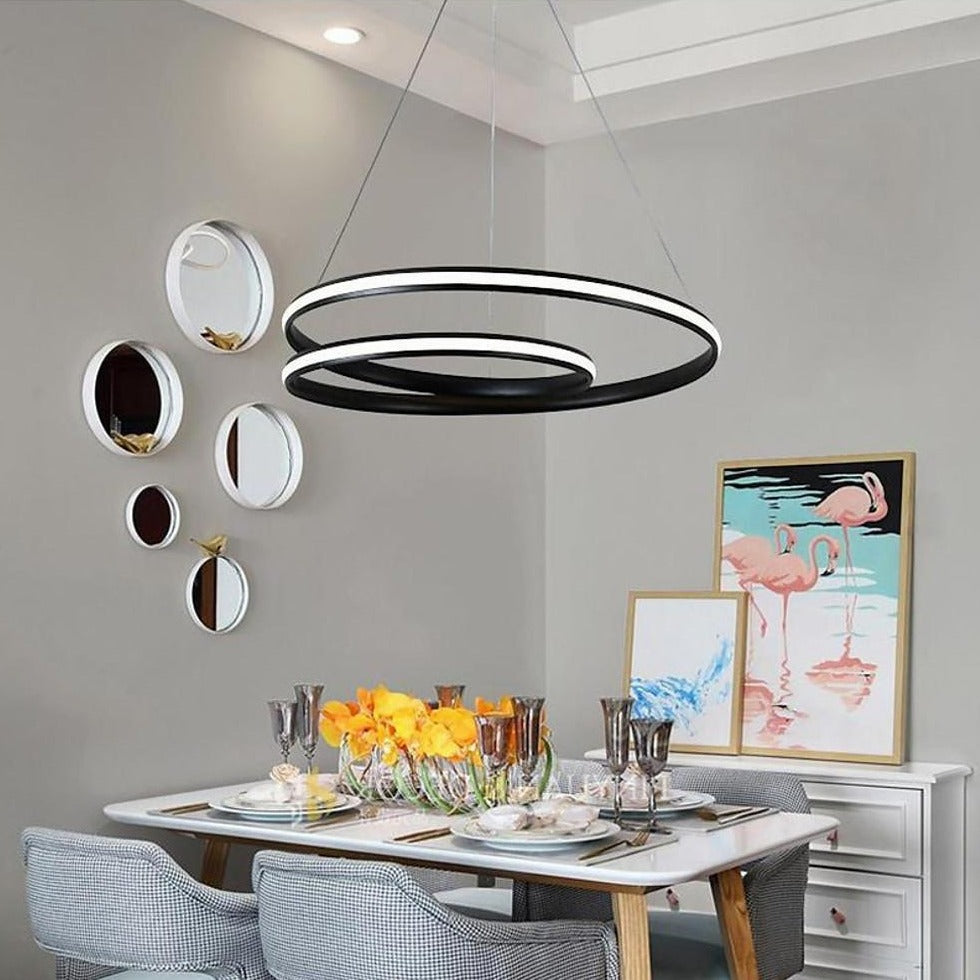 Modern Circular Aluminum LED Pendant Chandelier for Kitchen and Dining Room