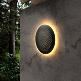 Modern Circular Black LED Outdoor Wall Light Waterproof Round Exterior Sconce for Porch and Garden