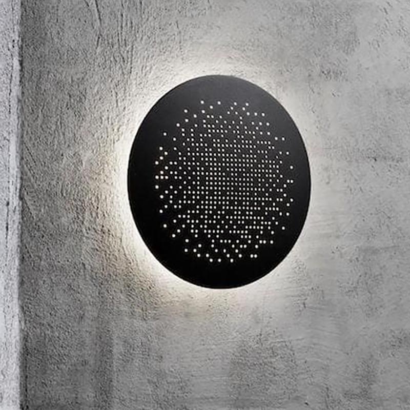 Modern Circular Black LED Outdoor Wall Light Waterproof Round Exterior Sconce for Porch and Garden