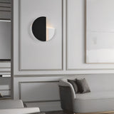 Modern Circular Black Rotatable LED Wall Sconce for Minimalist Living Room and Bedroom Lighting