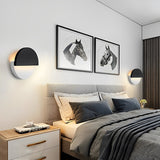 Modern Circular Black Rotatable LED Wall Sconce for Minimalist Living Room and Bedroom Lighting