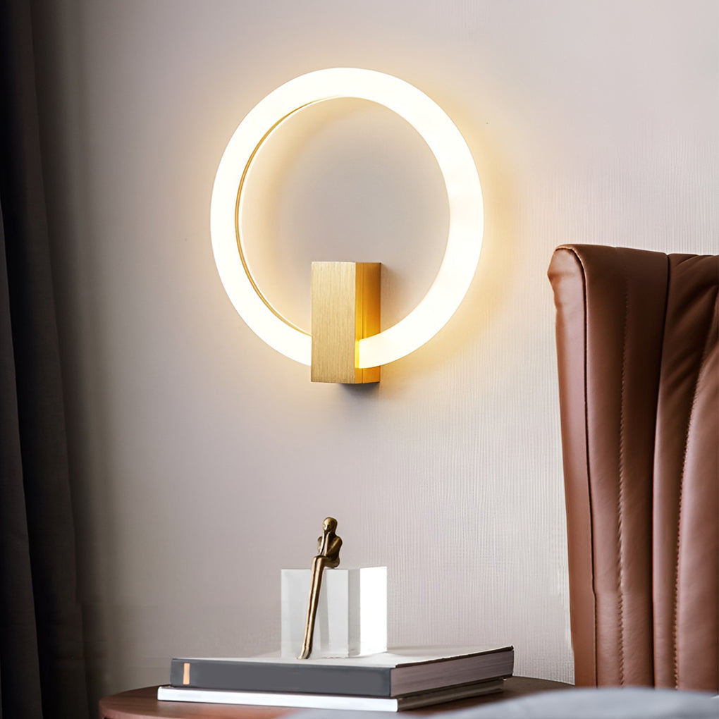 Modern Circular Dimmable LED Wall Sconce Elegant Acrylic Light Fixture for Living Room and Bedroom