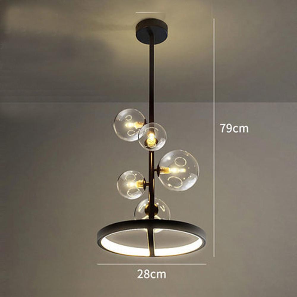 Modern Circular Glass Globe LED Flush Mount Ceiling Light in Matte Black Finish