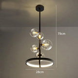Modern Circular Glass Globe LED Flush Mount Ceiling Light in Matte Black Finish