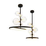 Modern Circular Glass Globe LED Flush Mount Ceiling Light in Matte Black Finish